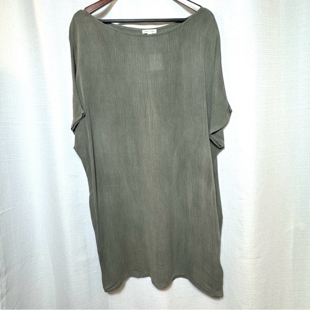 Moss Green Textured Shift Dress M Lagenlook Earthy Fairycore Whimsigoth